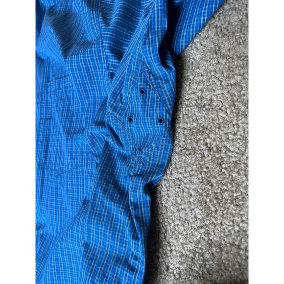 Ariat Pro size XXL shirt button down blue plaid front pocket business casual - Picture 7 of 8